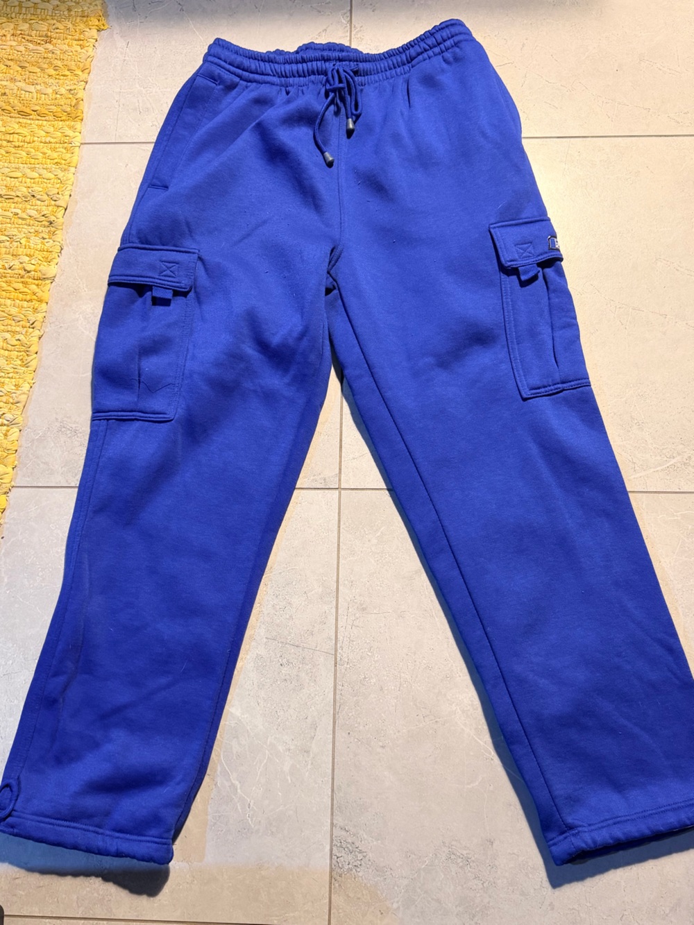 Men's Electric Blue Cargo Joggers with Drawstring Waist